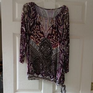 Chico's Multicolor Paisley and Leopard Print Blouse